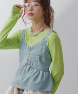 デニムペプラムキャミビスチェ