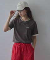 【メール便】バイカラーロゴ刺繍タックデザインTシャツ