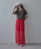 【メール便】バイカラーロゴ刺繍タックデザインTシャツ