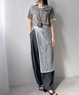 【予約　4/6発送】バイカラーロゴ刺繍タックデザインTシャツ【SD】