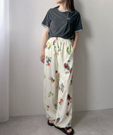 【予約　4/6発送】バイカラーロゴ刺繍タックデザインTシャツ【SD】