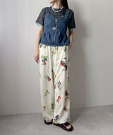 【予約　4/6発送】バイカラーロゴ刺繍タックデザインTシャツ【SD】