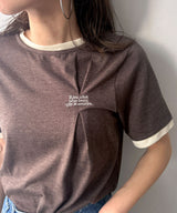 【メール便】バイカラーロゴ刺繍タックデザインTシャツ