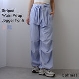ストライプウエスト巻きジョガーパンツ