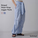 ストライプウエスト巻きジョガーパンツ