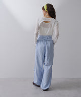 ストライプウエスト巻きジョガーパンツ