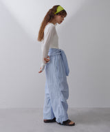 ストライプウエスト巻きジョガーパンツ