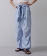 ストライプウエスト巻きジョガーパンツ