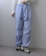 ストライプウエスト巻きジョガーパンツ