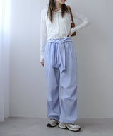 ストライプウエスト巻きジョガーパンツ