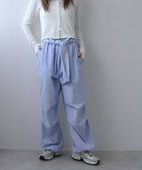 ストライプウエスト巻きジョガーパンツ