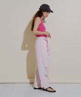 ストライプウエスト巻きジョガーパンツ