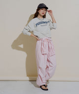 ストライプウエスト巻きジョガーパンツ