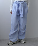 ストライプウエスト巻きジョガーパンツ