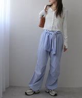 ストライプウエスト巻きジョガーパンツ