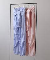 ストライプウエスト巻きジョガーパンツ