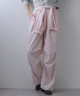 ストライプウエスト巻きジョガーパンツ