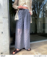 【予約　4/10発送】チェック柄シアー接触冷感イージーパンツ【SD】