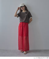 チェック柄シアー接触冷感イージーパンツ