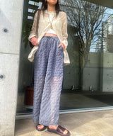 【予約　4/10発送】チェック柄シアー接触冷感イージーパンツ【SD】