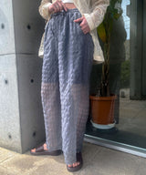 【予約　4/10発送】チェック柄シアー接触冷感イージーパンツ【SD】