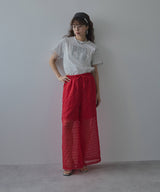 チェック柄シアー接触冷感イージーパンツ