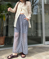 【予約　4/10発送】チェック柄シアー接触冷感イージーパンツ【SD】