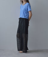 チェック柄シアー接触冷感イージーパンツ