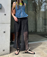 【予約　4/10発送】チェック柄シアー接触冷感イージーパンツ【SD】