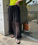 【予約　4/10発送】チェック柄シアー接触冷感イージーパンツ【SD】