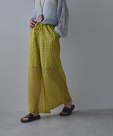 チェック柄シアー接触冷感イージーパンツ