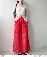 【予約　4/10発送】チェック柄シアー接触冷感イージーパンツ【SD】