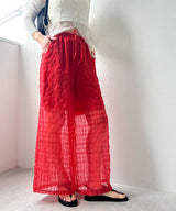 【予約　4/10発送】チェック柄シアー接触冷感イージーパンツ【SD】