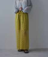 チェック柄シアー接触冷感イージーパンツ