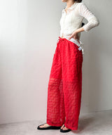 【予約　4/10発送】チェック柄シアー接触冷感イージーパンツ【SD】