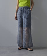 チェック柄シアー接触冷感イージーパンツ