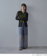 チェック柄シアー接触冷感イージーパンツ