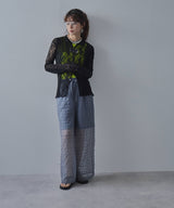 チェック柄シアー接触冷感イージーパンツ