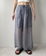 【予約　4/10発送】チェック柄シアー接触冷感イージーパンツ【SD】