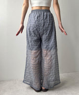 【予約　4/10発送】チェック柄シアー接触冷感イージーパンツ【SD】