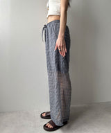 【予約　4/10発送】チェック柄シアー接触冷感イージーパンツ【SD】