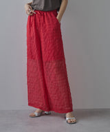 チェック柄シアー接触冷感イージーパンツ