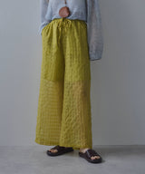 チェック柄シアー接触冷感イージーパンツ