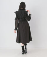 レースボウタイフリルパールブラウス