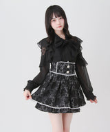 レースボウタイフリルパールブラウス