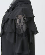 レースボウタイフリルパールブラウス