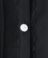 レースボウタイフリルパールブラウス