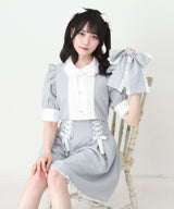 セットアップ風ボウタイリボンワンピース