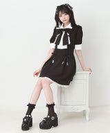 セットアップ風ボウタイリボンワンピース