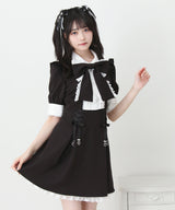 セットアップ風ボウタイリボンワンピース